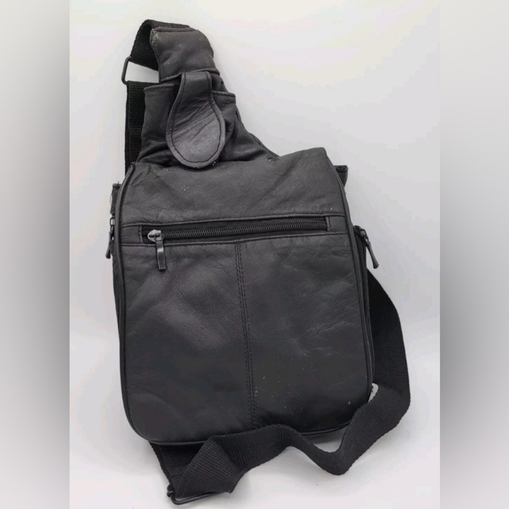 BB Design Black Genuine Leather Crossbody Shoulder Bag